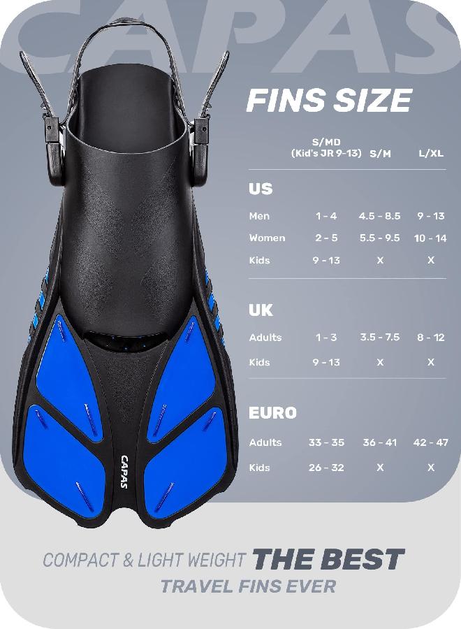 CAPAS Snorkel Fins, Swim Fins Travel Size Short Adjustable for Snorkeling Diving Adult Men Women Kids Open Heel Swimming Flippers - Image 5