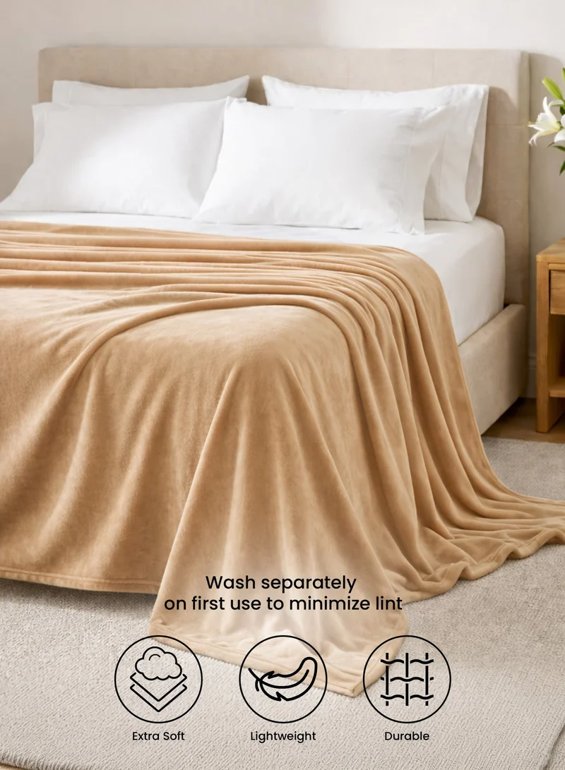 PARAJOHN Double Solid Flannel Fleece Blanket – Ultra Soft Polyester Double Bed Blanket, Machine Washable