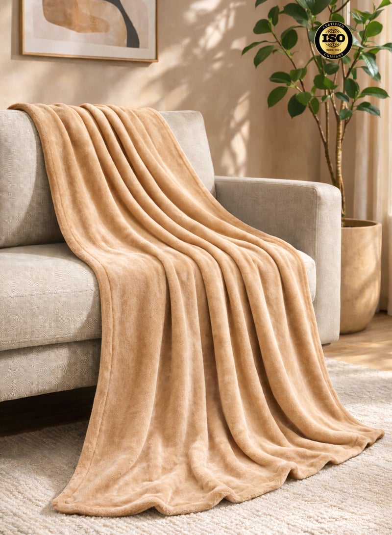 بارا جون بطانية فليس فلانيل سادة مزدوجة – بطانية سرير مزدوج فائقة النعومة من البوليستر قابلة للغسل في الغسالة - Image 3