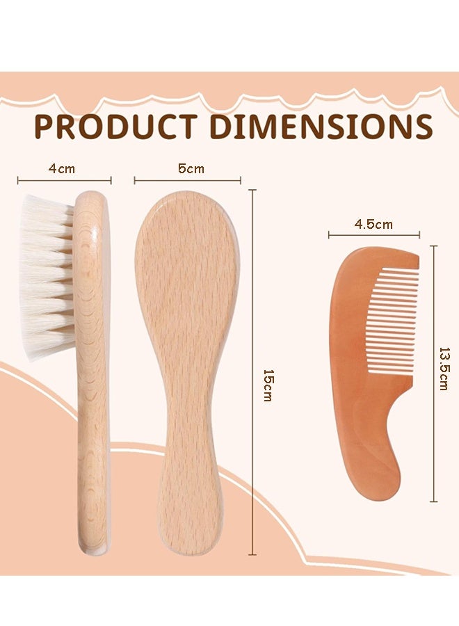 2 PCS Baby Hair Bush and Comb, Wooden Baby Hair Brush Set with Soft Goat Bristle and Baby Comb - Image 2
