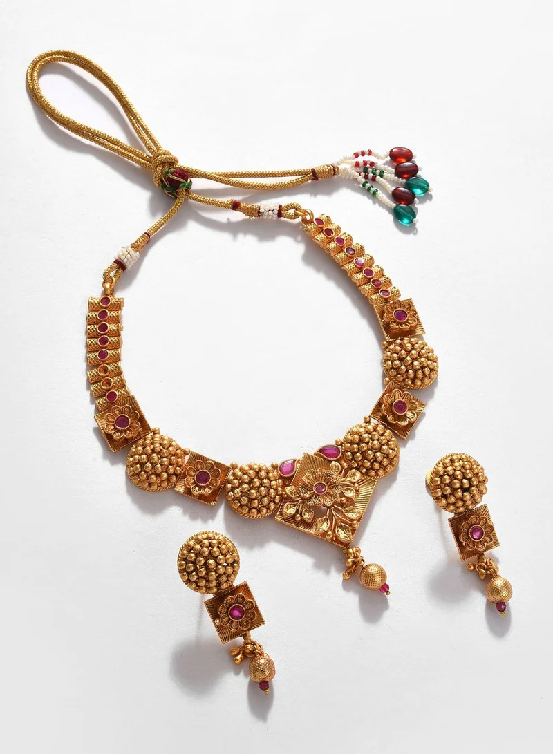 SOHI Gold Plated Designer Stone Necklace Set