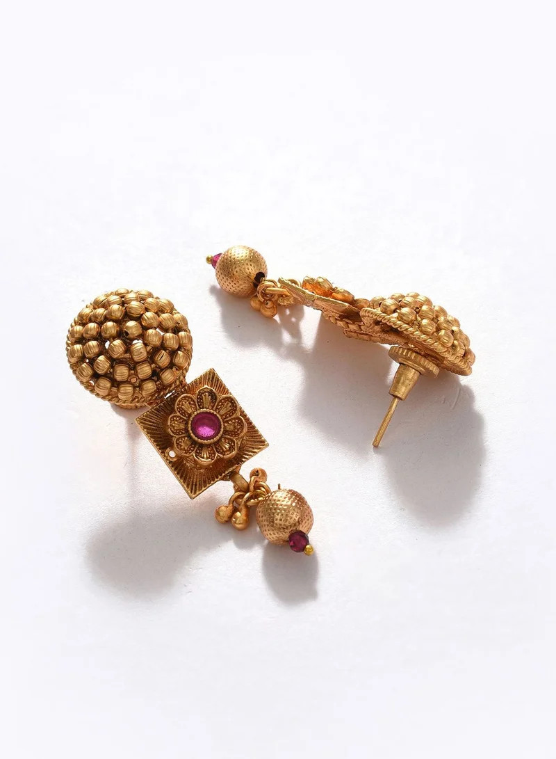 SOHI Gold Plated Designer Stone Necklace Set
