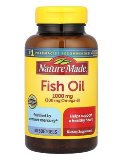 Nature Made Fish Oil 1000 mg, 90 Softgels, Fish Oil Omega 3 Supplement For Heart Health 90 Softgels 45 Servings  - Image 1