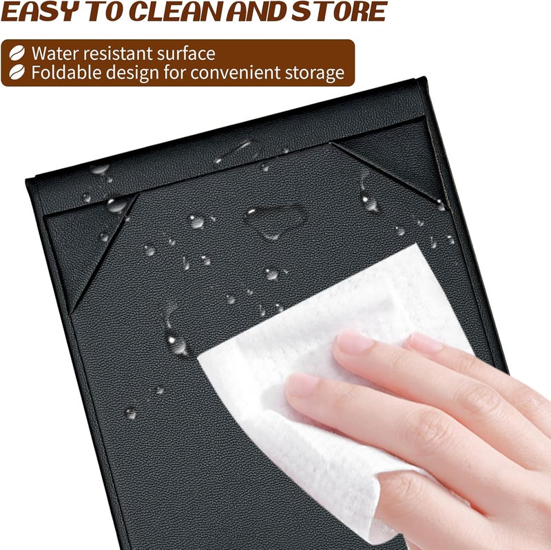 LAIAMER 5 Pack Menu Holder Triangular Black PU Leather 3 Sides Menu Holder for Restaurant Cafe Bar Wedding Supplies - Image 4