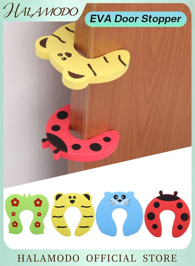 Halamodo 4PCS Door Stopper Finger Pinch Guard Set Kid's Safety Colorful Cartoon Animal Foam Door Stop Cushion Baby Finger Protector Prevent Finger Pinch lnjuries Soft Foam Guard for Baby & Children Safe - Image 1
