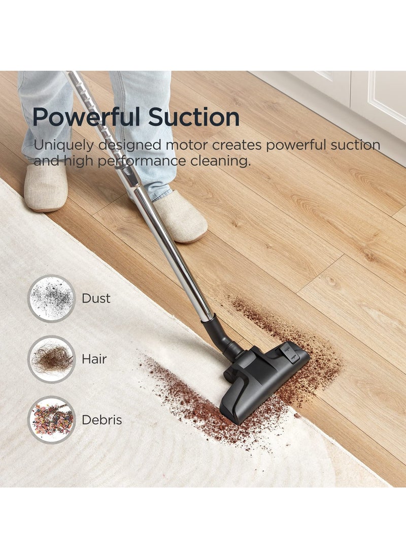 EUREKA 1800W Vacuum Cleaner 23Kpa Cyclone Filtration 2.2L Dust Cup Canister Bagless Vacuum Cleaner Washable Filter for Pet Hair, Carpet, Tile - Mini-Apollo-White  - Image 2