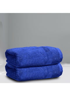 Rest Bath Towel Set Of 2 Blue Cotton Towel 70X140Cm , 27X55 Inch Luxury Hotel Towel Set Absorbent Durable Lightweight Washable Quick Dry Spa Quality Beach Pool Family Bath Towel.  - Image 1