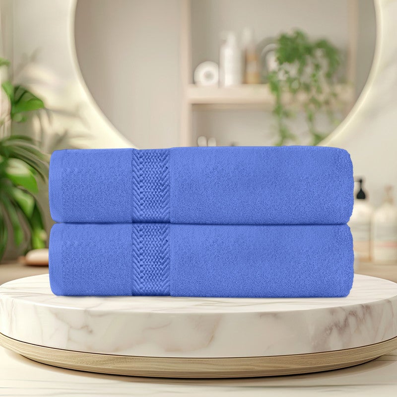 REST Bath Towel  Set of 2 Blue Cotton Towel  70x140cm , 27x55 inch Luxury Hotel Towel Set Absorbent Durable Lightweight Washable Quick Dry Spa Quality Beach Pool Family Bath Towel. - Image 2