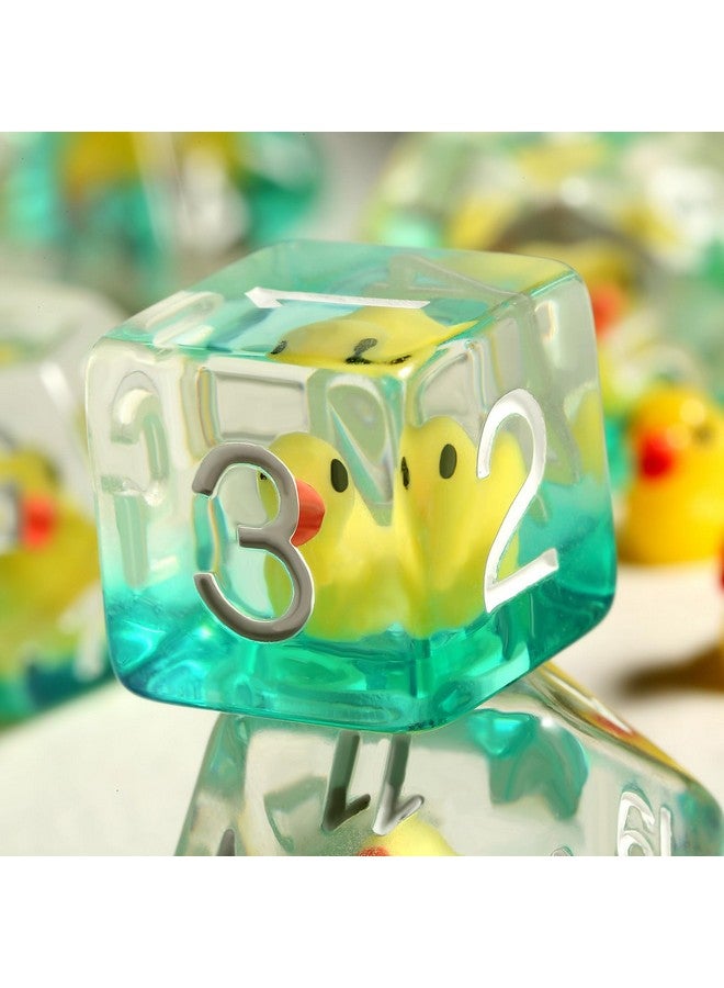 DNDND Duck DND Resin Dice, DNDND 7PCS Dungeons and Dragon Dice Set with Velvet Bag for D&D Role Playing Games and Tabletop Games（Duck - Image 4