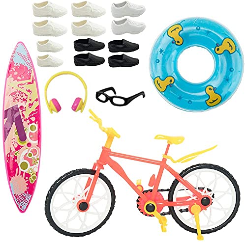 SOTOGO 27 Pieces Doll Clothes and Accessories for 12" Boy Doll Includes 12 Sets Casual Clothes, Career Jacket,Pants Outfits,Shoes and Surfboard - Image 4