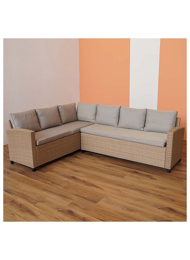 DANUBE HOME - Albany 8 Seater Outdoor Sofa Set Steel Frame Garden Furniture Modern Design Lounge Sofa Sets 5 Pieces Outdoor Seating Table And Chairs Set For Patio Balcony Lawn Yard Brown - Image 1