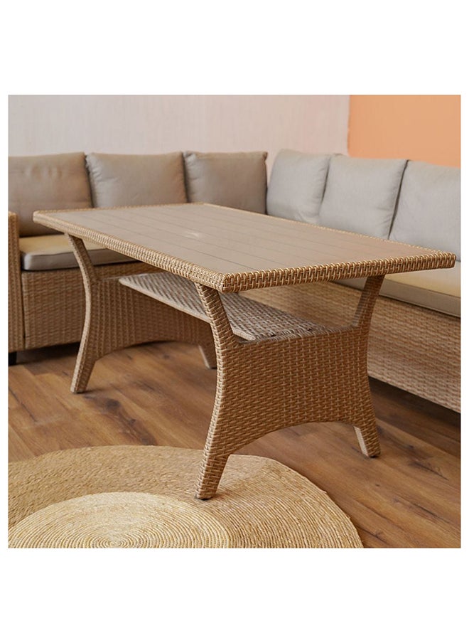 DANUBE HOME - Albany 8 Seater Outdoor Sofa Set Steel Frame Garden Furniture Modern Design Lounge Sofa Sets 5 Pieces Outdoor Seating Table And Chairs Set For Patio Balcony Lawn Yard Brown - Image 1