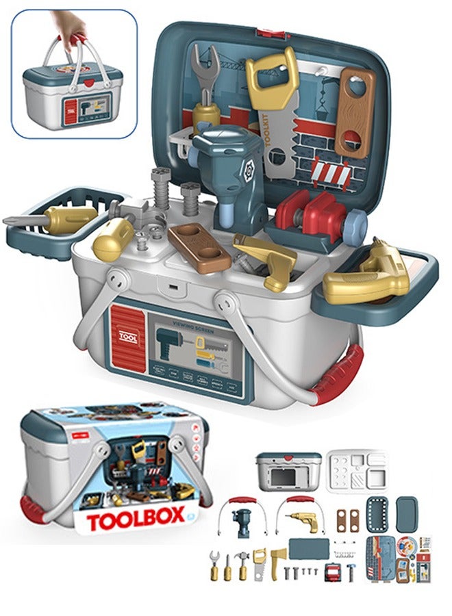 Kids Tool Set,Tools Play Set Toys,Pretend Play Tool Set,Realistic Toy Tools,26 Pieces Construction Toys,Engineer Toy Set,Pretend Play Tool Accessories,Educational Construction Tools Toy,Construction Workbench Toys,Multifunctional Workbench Toy,Toddlers Boys Girls Birthday Gift - Image 1