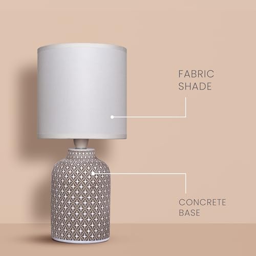 MAGIK Moroccan Hue Decorative Table Lamp (Taupe) | Concrete Base with Off-White Fabric Shade | Includes 5W LED Bulb | E14 Holder | Ambient Lighting for Bedroom, Living Room & Office | 1.3m Cord - Image 4