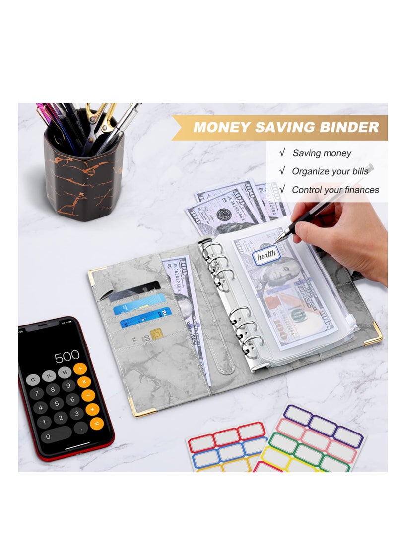SYOSI Budget Binder, Budget Binder with Zipper Envelopes, Cash Envelopes for Budgeting and Saving Money, Money Organizer for Cash, 14Pcs Budget Planner with Cash Envelopes Grey - Image 2