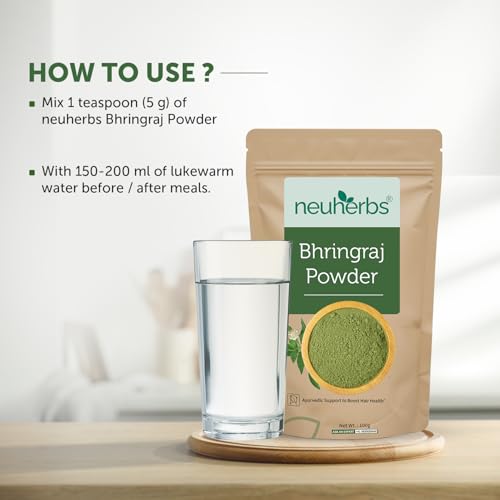 Neuherbs Bhringraj Powder For Hair Growth - 100g | Hair Mask For Nourishment of Hairs | 100% Pure & Natural With No Additive Preservatives - Image 4