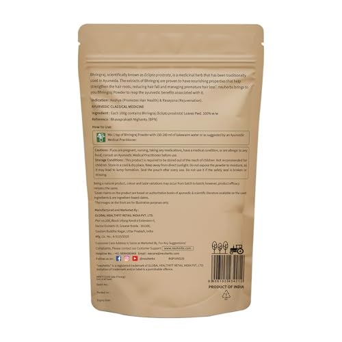 Neuherbs Bhringraj Powder For Hair Growth - 100g | Hair Mask For Nourishment of Hairs | 100% Pure & Natural With No Additive Preservatives - Image 5
