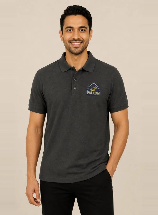 تايك تو Charcoal Falcon Logo Short Sleeves Polo T-Shirt By Falcon
