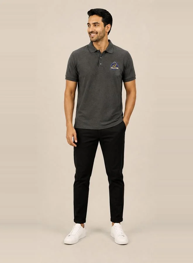 تايك تو Charcoal Falcon Logo Short Sleeves Polo T-Shirt By Falcon