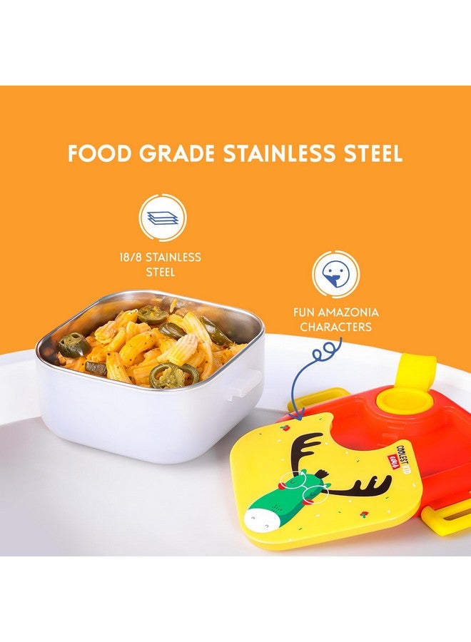 Rabitat rabitat LUNCHMATE Mini Stainless Steel Lunch Box Coolest Kid Ever 500 ml - 2 Years Brand Warranty | Tiffin Box for Kids | Steel Lunch Box for School Girls and Boys  - Image 4