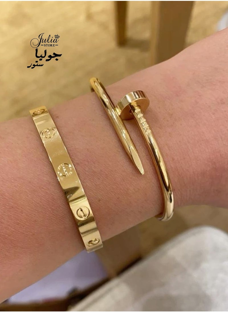 جوليا ستور أساور فاخرة مطلية بالذهب عيار 18 قيراطًا من الفولاذ المقاوم للصدأ  - Image 4