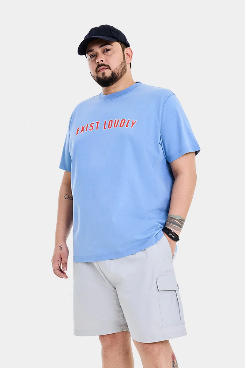 Light Blue Graphic Half Sleeve Regular Fit Streetwear T-Shirt