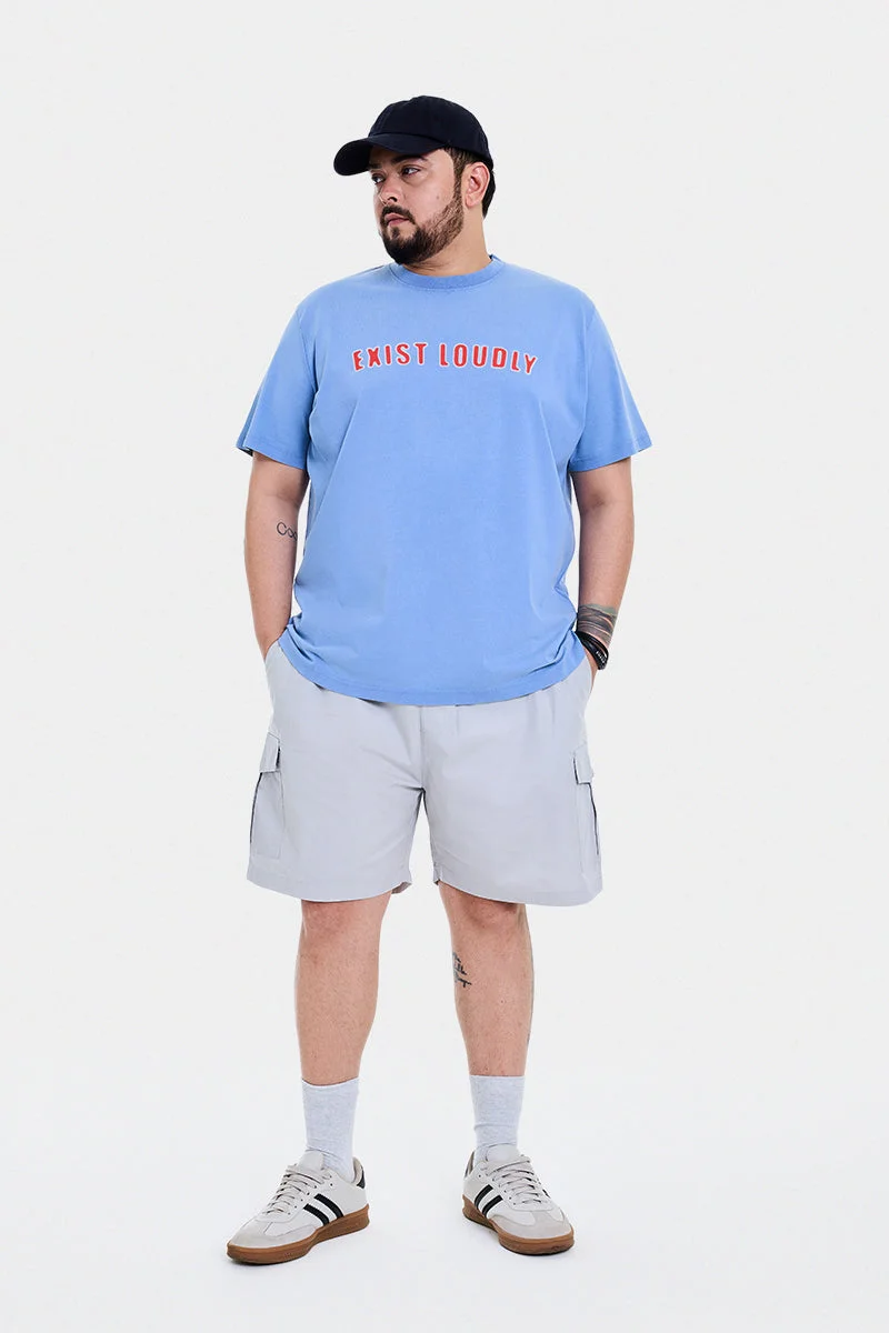 SNITCH Light Blue Graphic Half Sleeve Regular Fit Streetwear T-Shirt