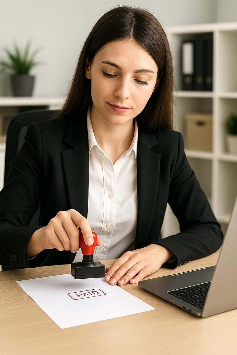 ASPL PRI-Ink Paid Stamp | Pre-Inked Office Rubber Stamp | Red Ink | Long Lasting & Smudge-Free Impressions - Image 2