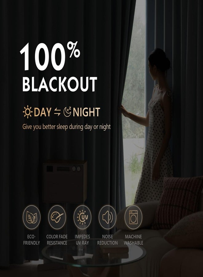 FMFUNCTEX 100% Blackout Curtains for Bedroom, Slate Blue Curtains 84 Inches Long Weave Textured Thermal Insulated Curtains for Living Room, Black Out Drapery Grommet Room Darkening 2 Panels - Image 2