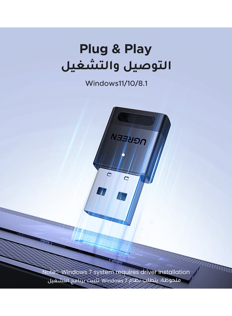 Ugreen Bluetooth 5.4 Adapter for PC, Bluetooth Dongle Plug and Play USB Bluetooth Receiver & Transmitter for Windows 11/10/8.1, Laptop, Keyboard, Mouse, Speaker, Headphone, PS5/Xbox/Switch Controller - Image 3