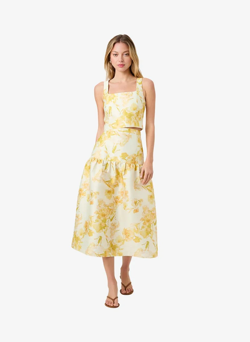 فرنش كونكشن Women's Dy Ylw Sop Flr Str Taf Sophie Flr Cropped Top
