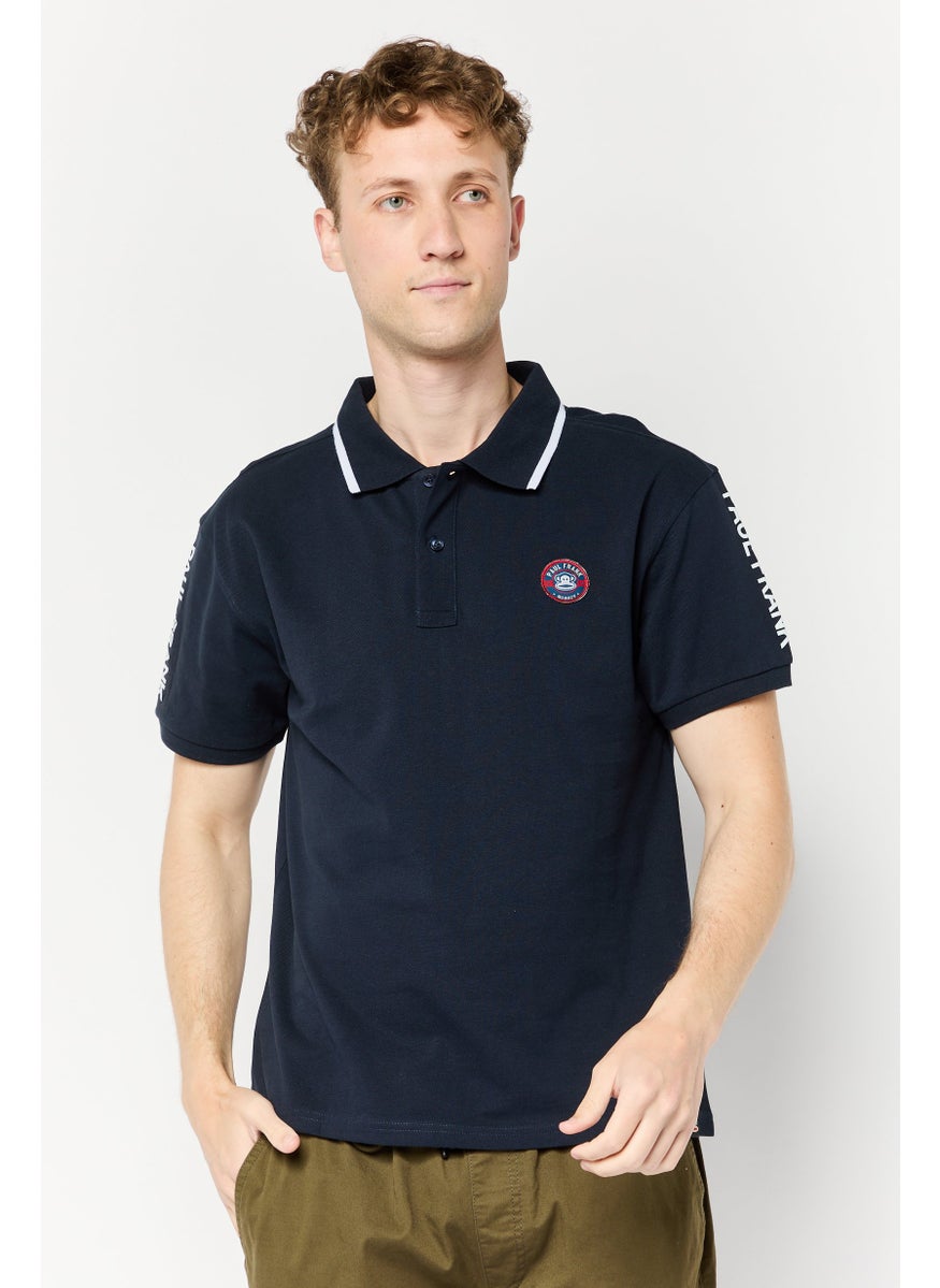 Paul Frank Men Regular Fit Graphic Print Short Sleeves Polo Shirt, Navy  - Image 1