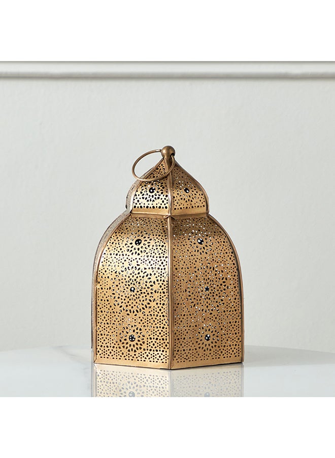 هوم بوكس فانوس ديكور معدن نحاس عتيق من إيسابا - 17x17x21 سم - Image 2