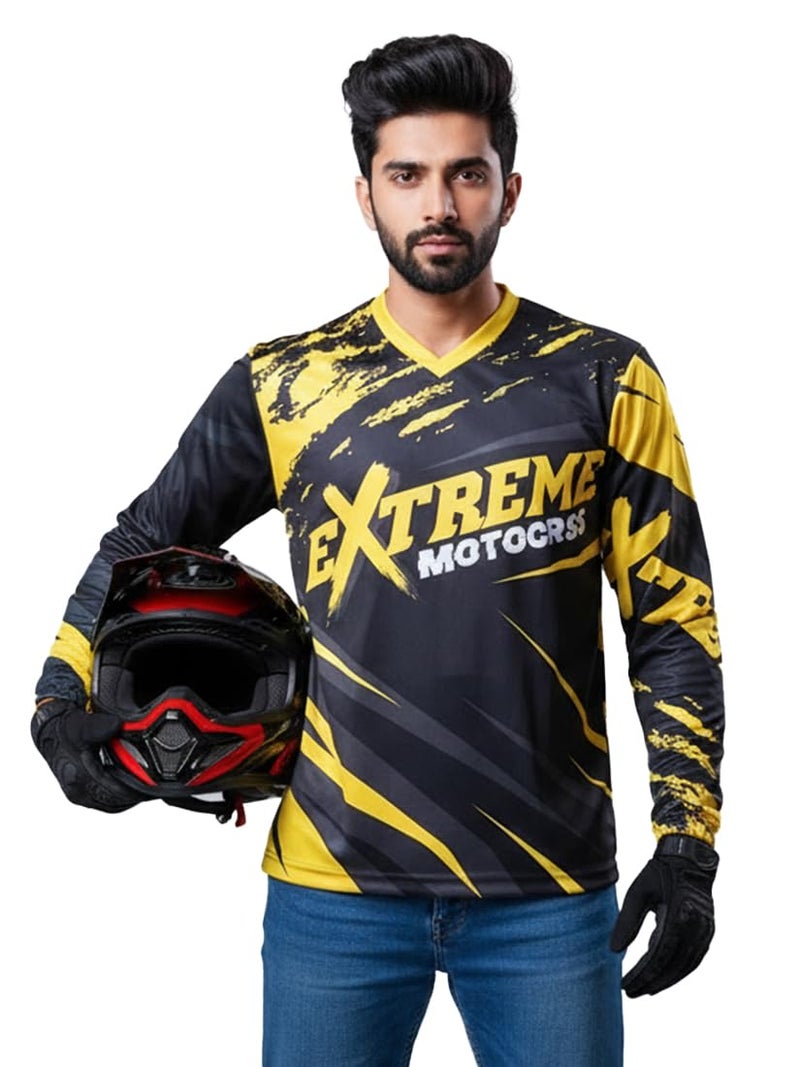 WANDERLOOMS Boy's and Men's Full Sleeve Extreme Motocross Printed Clothes Biker Jersey Riding Sports Tshirt (XL, Multicolour) - Image 1