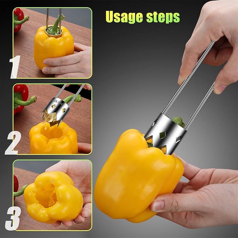 Fauppt Red Bell Pepper Seed Corer, Stainless Steel Fresh Fruit and Vegetables Corer Pepper Corer Seed Remover Tool Home Use,Tomato Corer Tool for Vegetables Fruit Kitchen Gadget (1pack) - Image 2
