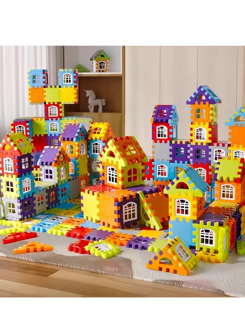 132Pcs Colorful Large House Building Blocks, Window Design Toys, Creative Large House Building Block Toys Gifts  - Image 3