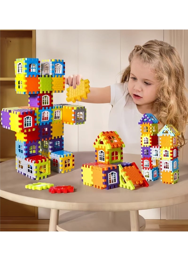 132Pcs Colorful Large House Building Blocks, Window Design Toys, Creative Large House Building Block Toys Gifts，Plastic Construction Area Building Box Multi-Equipped Model Toy for Kindergarten Sensory Training Family Fun - Image 3