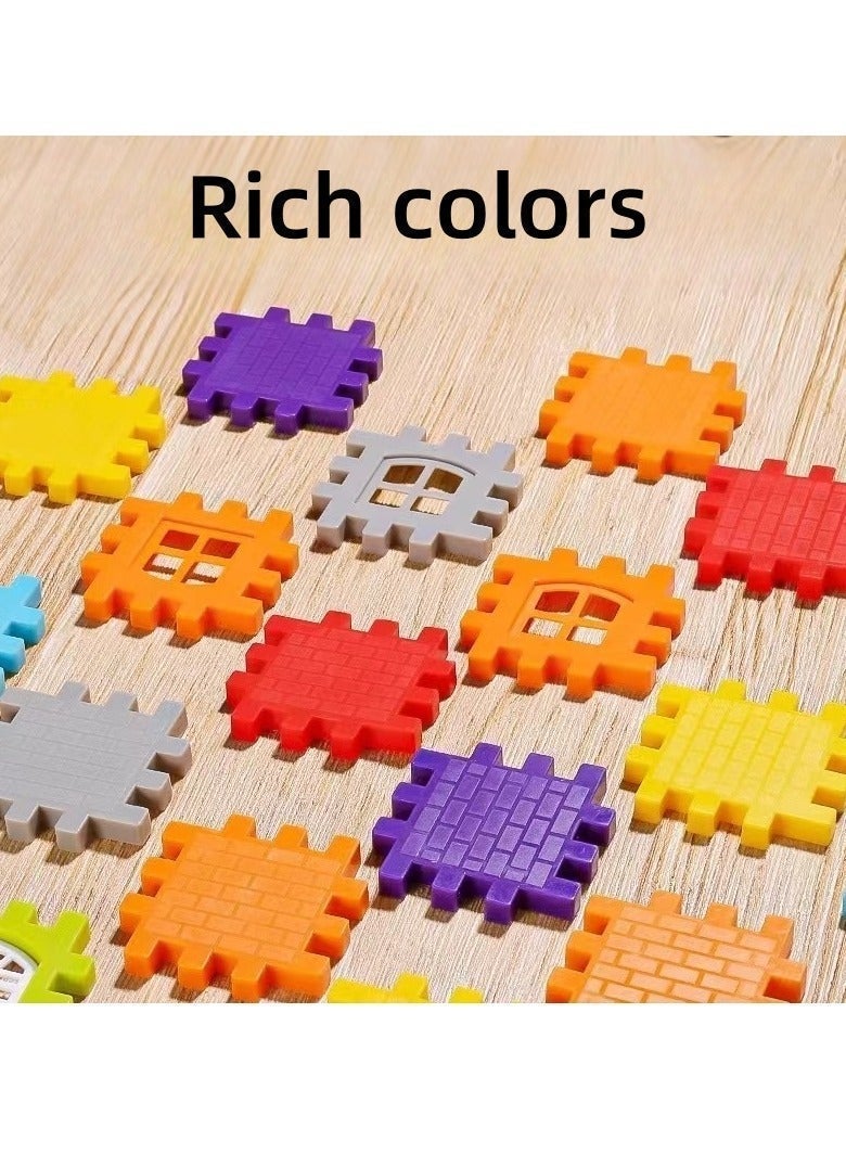 132Pcs Colorful Large House Building Blocks, Window Design Toys, Creative Large House Building Block Toys Gifts，Plastic Construction Area Building Box Multi-Equipped Model Toy for Kindergarten Sensory Training Family Fun - Image 5