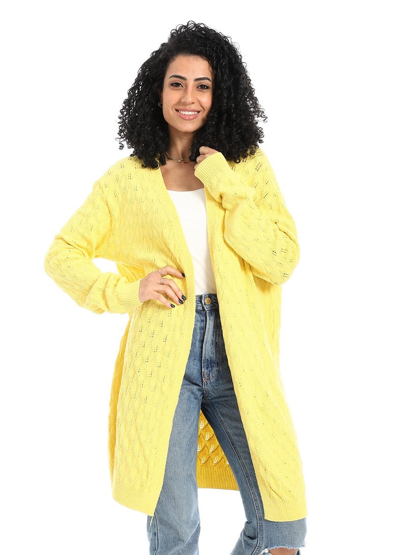 سيزار كارديجان صوف حريمي طويل مفتوح من الأمام - Image 2