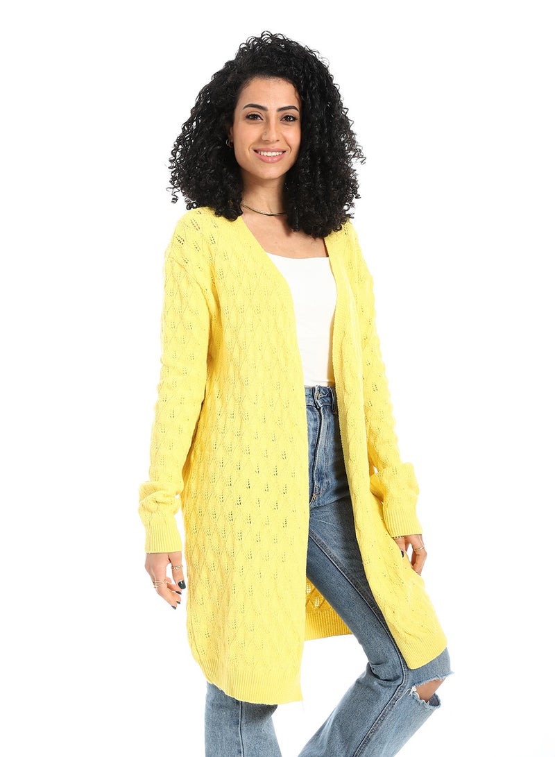 سيزار كارديجان صوف حريمي طويل مفتوح من الأمام - Image 3