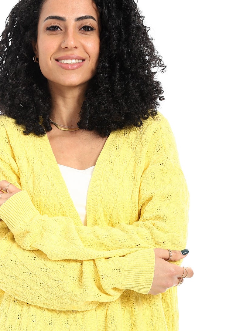 سيزار كارديجان صوف حريمي طويل مفتوح من الأمام - Image 4