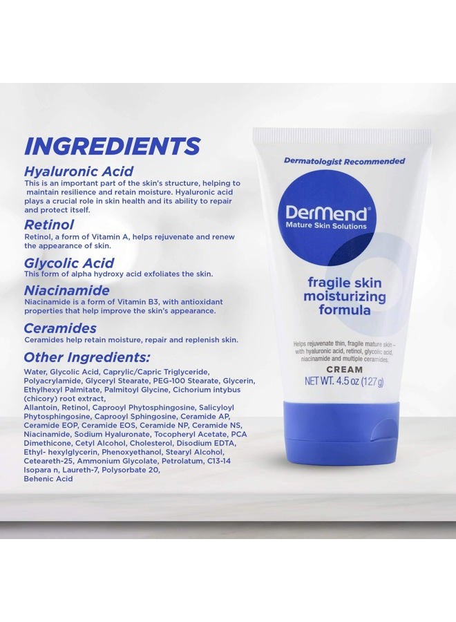 dermend Specialized Fragile Skin Moisturizing Cream: Formula to Restore & Rejuvenate Mature Skin - Daily Moisturizer & Anti Wrinkle Cream for Firming & Strengthening Thin, Aging Skin - 4.5 Oz Tube - Image 2