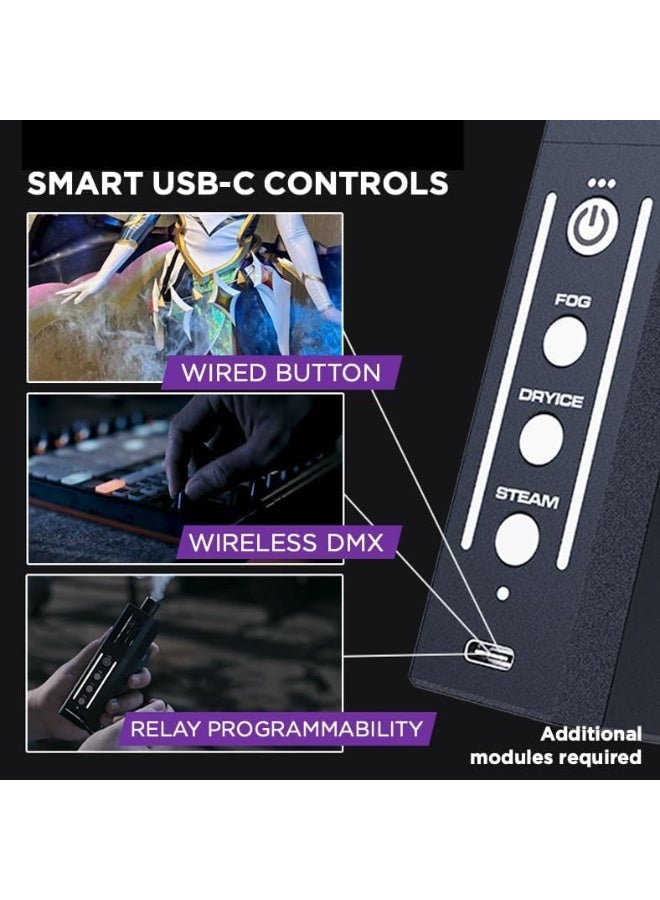 عدة PMI Smoke Ninja Pro Hazer – آلة دخان صغيرة محمولة لاسلكية تعمل بالبطارية لإنتاج الضباب والدخان للحفلات، التصوير، المسرح، والمؤثرات الفيديوية - Image 4