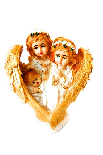 Newven Poly Marble Angel Catholic Wall Decorative Christian Statues Figurine Showpiece Idol for Home Decor Craft Gifts House Warming Living Room 11 x 8 x 14 cm Multicolour