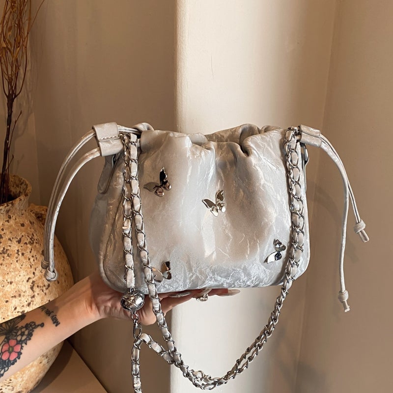 Drawstring Bucket Bag For Women Pleated Cloud Bag High-Quality Texture Armpit Bag Versatile Shoulder Crossbody Bag - Image 2