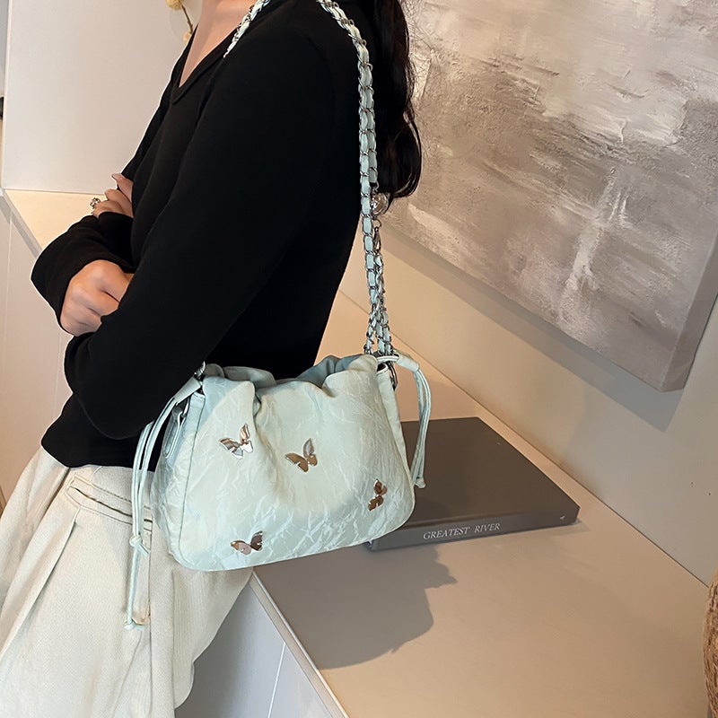 Drawstring Bucket Bag For Women Pleated Cloud Bag High-Quality Texture Armpit Bag Versatile Shoulder Crossbody Bag - Image 1