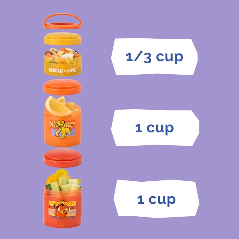 Whiskware Disney Lion King Simba and Friends Stackable Snack Containers for Babies, Toddlers, and Kids, 3 Stackable Snack Cups for School and Travel, Cupholder Friendly, Circle Of Life! - Image 3