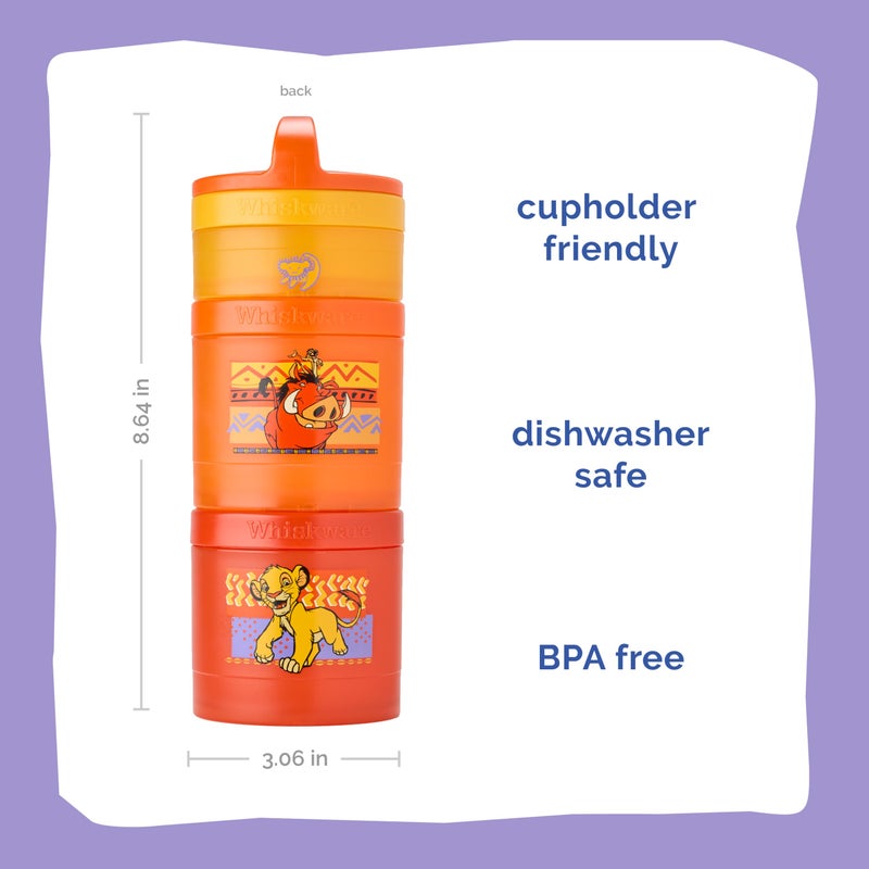 Whiskware Disney Lion King Simba and Friends Stackable Snack Containers for Babies, Toddlers, and Kids, 3 Stackable Snack Cups for School and Travel, Cupholder Friendly, Circle Of Life! - Image 1