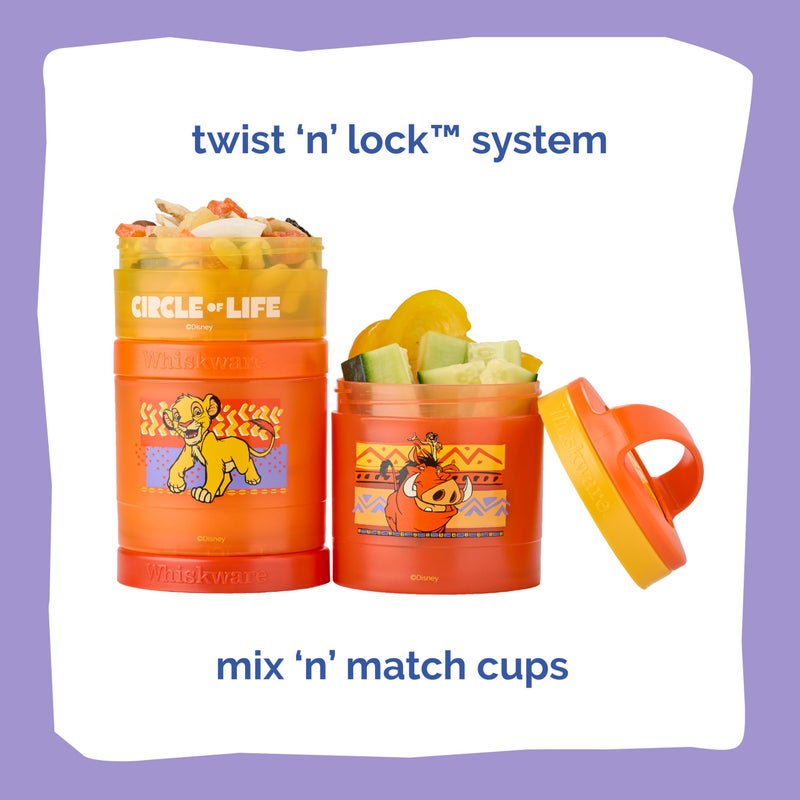 Whiskware Disney Lion King Simba and Friends Stackable Snack Containers for Babies, Toddlers, and Kids, 3 Stackable Snack Cups for School and Travel, Cupholder Friendly, Circle Of Life! - Image 2