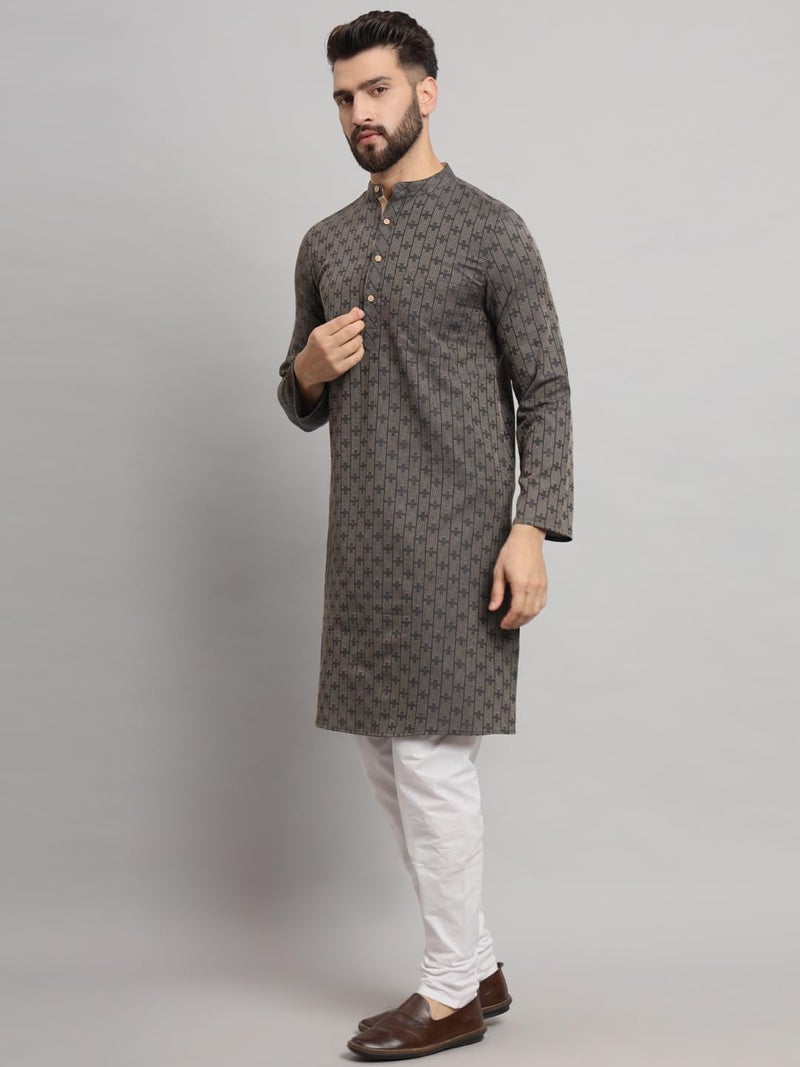 LATEST CHIKAN Men's Cotton Regular Striped Knee Lenght Kurta Full Sleeves - LK_+_BK-46 - Image 4
